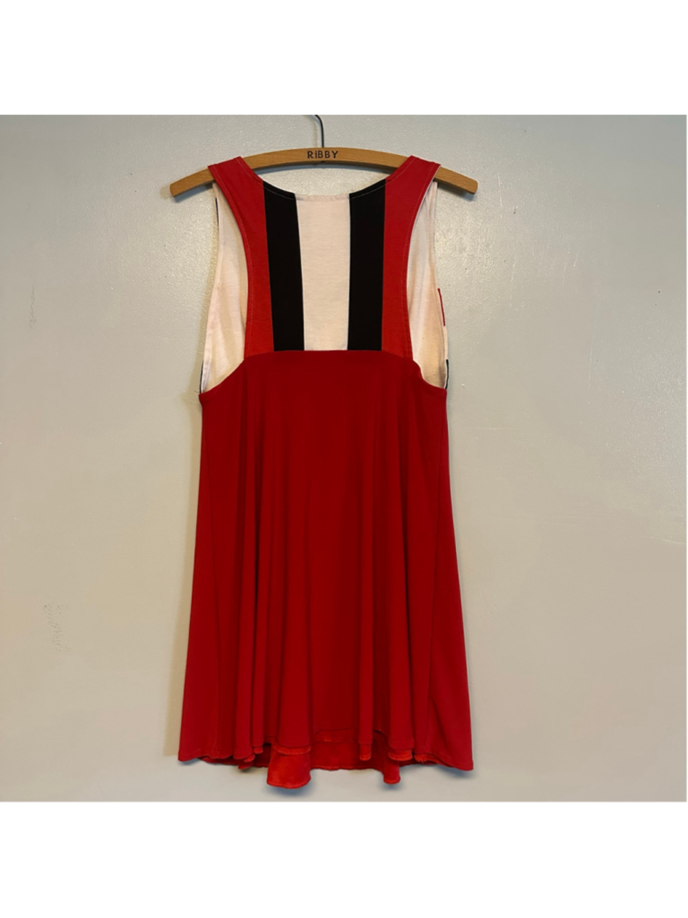 JUDITH MARCH Red Black White Chevron Sleeveless Dress Womens Size Large - Picture 3 of 8